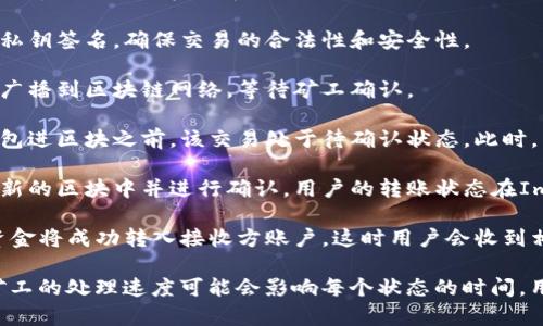 在使用ImToken进行转账时，转账过程通常会经历以下几个关键状态：

1. **发起转账** - 用户在ImToken应用中输入转账金额和接收方地址，点击确认发起转账。

2. **交易签名** - 转账信息经过用户私钥签名，确保交易的合法性和安全性。

3. **广播交易** - 签名后的交易会被广播到区块链网络，等待矿工确认。

4. **待确认状态** - 在交易被矿工打包进区块之前，该交易处于待确认状态。此时，用户可以在ImToken中看到交易的状态。

5. **交易确认** - 矿工将交易包含在新的区块中并进行确认，用户的转账状态在ImToken中将更新为已确认。

6. **完成转账** - 一旦交易被确认，资金将成功转入接收方账户，这时用户会收到相关的通知。

在使用区块链进行转账时，网络拥堵和矿工的处理速度可能会影响每个状态的时间，用户在使用时应考虑这些因素。